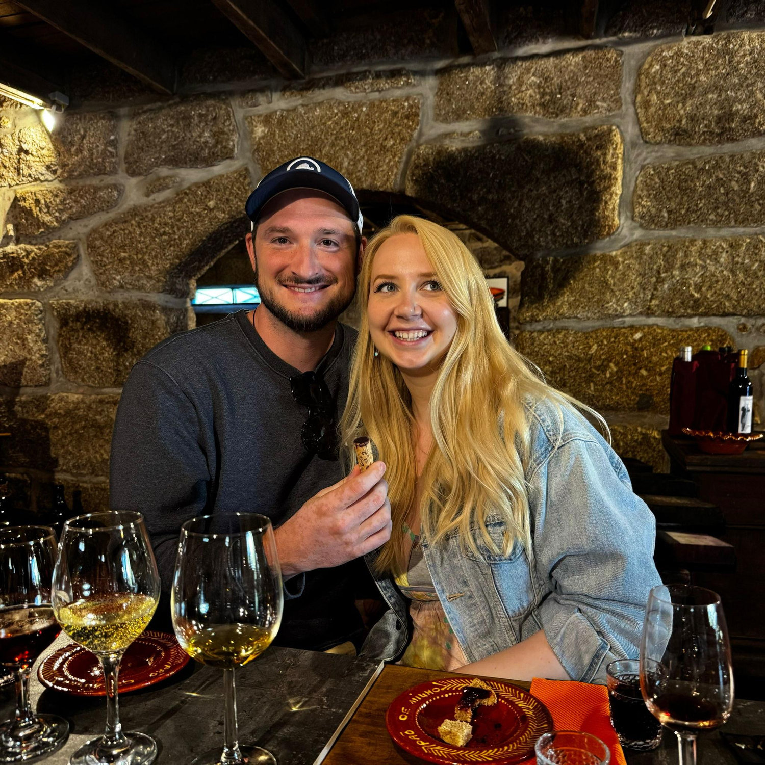 We took this photo the day after we got engaged, tasting port wine while touring Douro Valley in Portugal. May, 2025