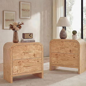 2-Drawer Nightstand - Extra Storage, Heavy-Duty Build Set Of 2 (Set of 2) - Light Burl