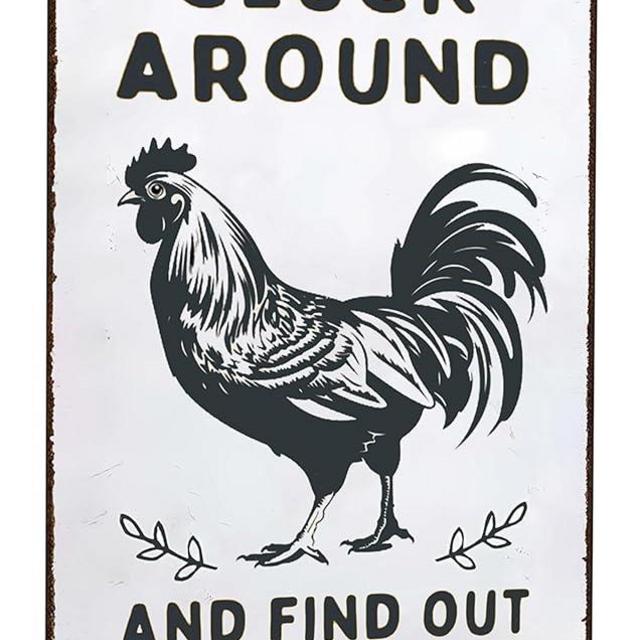 Smilelife Funny Chicken Cluck Around And Find Out Tin Sign for Home Farmhouse Chicken Coop Kicthen Garden Decor 8 X 12 Inch (3020)