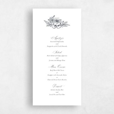 Ebony, White Wedding Menu - Yolande