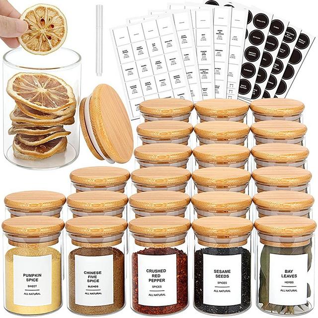 in Stock Glass Spice Jar 120ml Kitchen Household Storage Jar with Bamboo  Lid 4oz Square Shaker Bottle with Wooden Lid - China 24PCS Spice Jars with  Labels Set and Glass Spice Jars