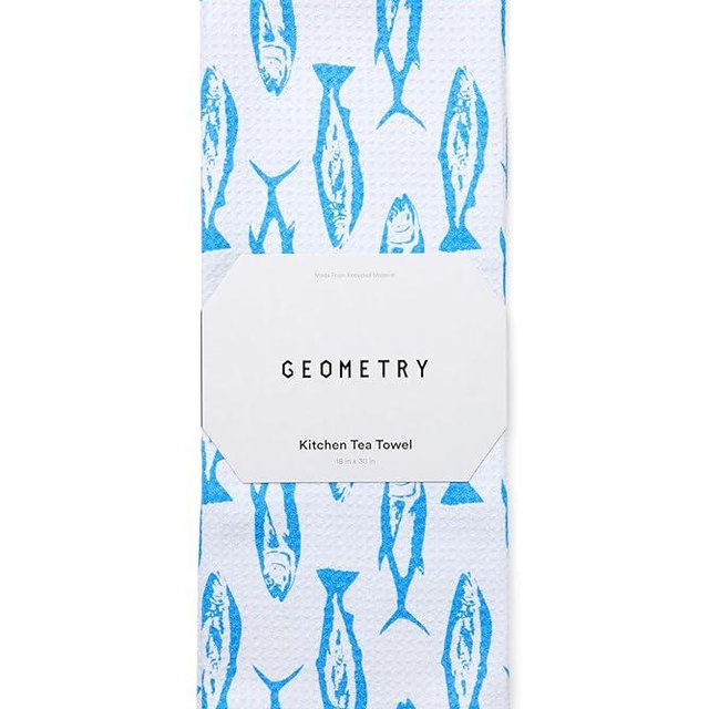 GEOMETRY Tea Towels – Spring & Summer Collection – Quick-Dry, Ultra-Absorbent, Reusable Microfiber Kitchen Towels for Drying & Cleaning - Coastal Catch - 1 Pack