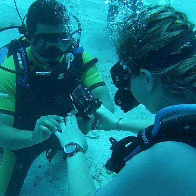 Getting engaged... Under water.