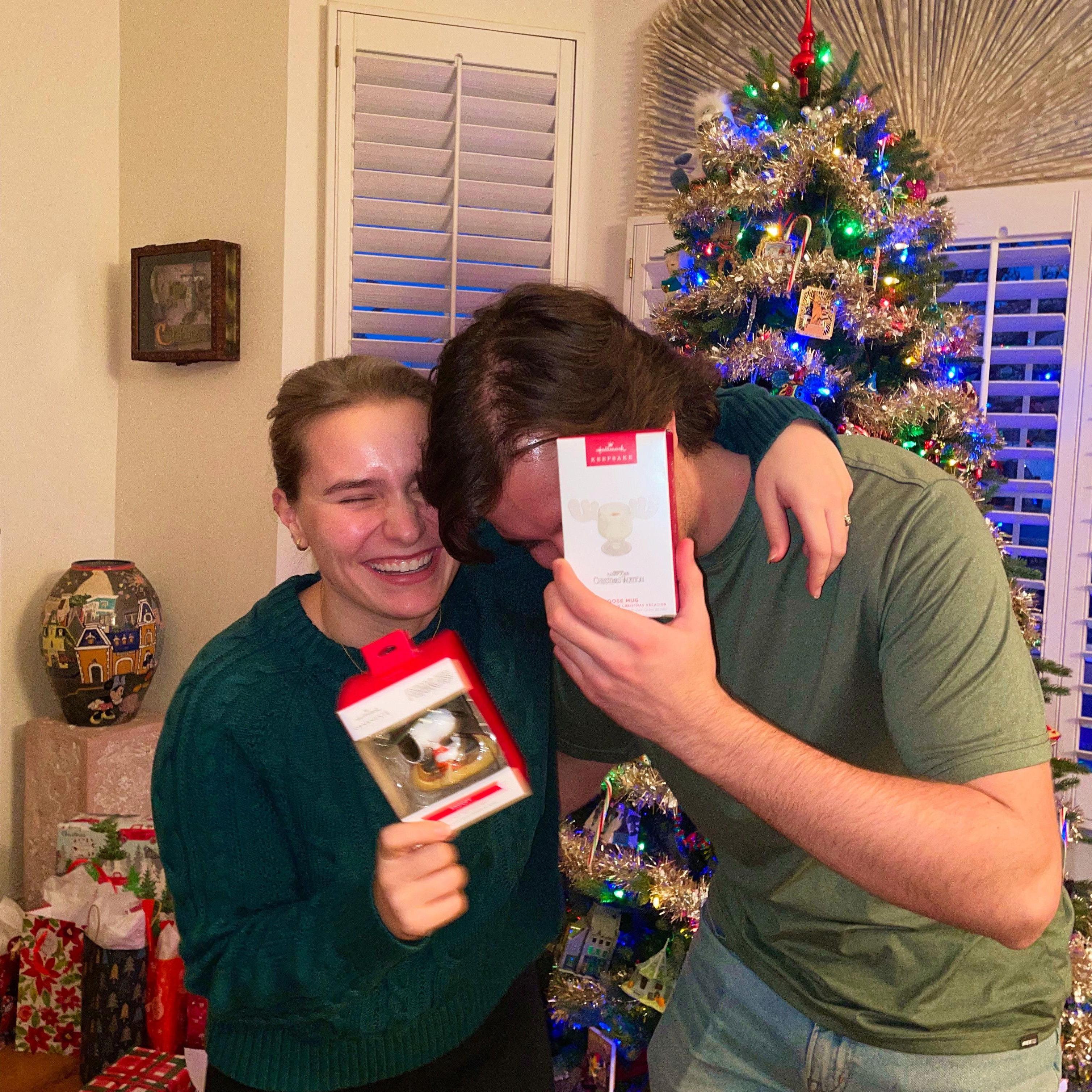 One of our traditions: picking out a Christmas ornament for each other every year. Sam’s moose mug for Taylor has been one of her favorites so far!
