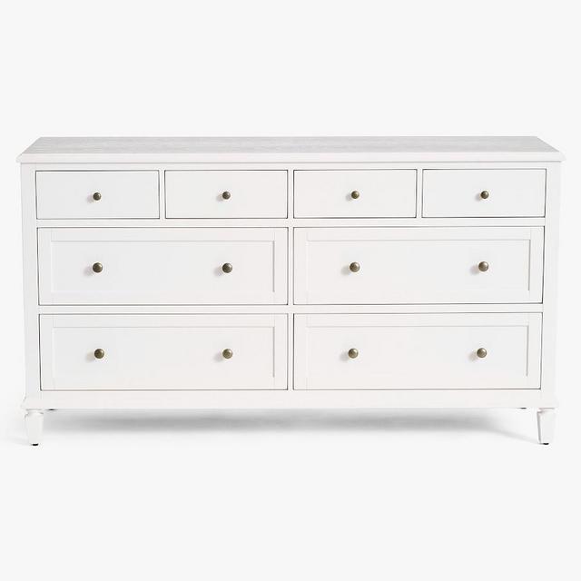 Sausalito Wood 8-Drawer Wide Dresser, Montauk White