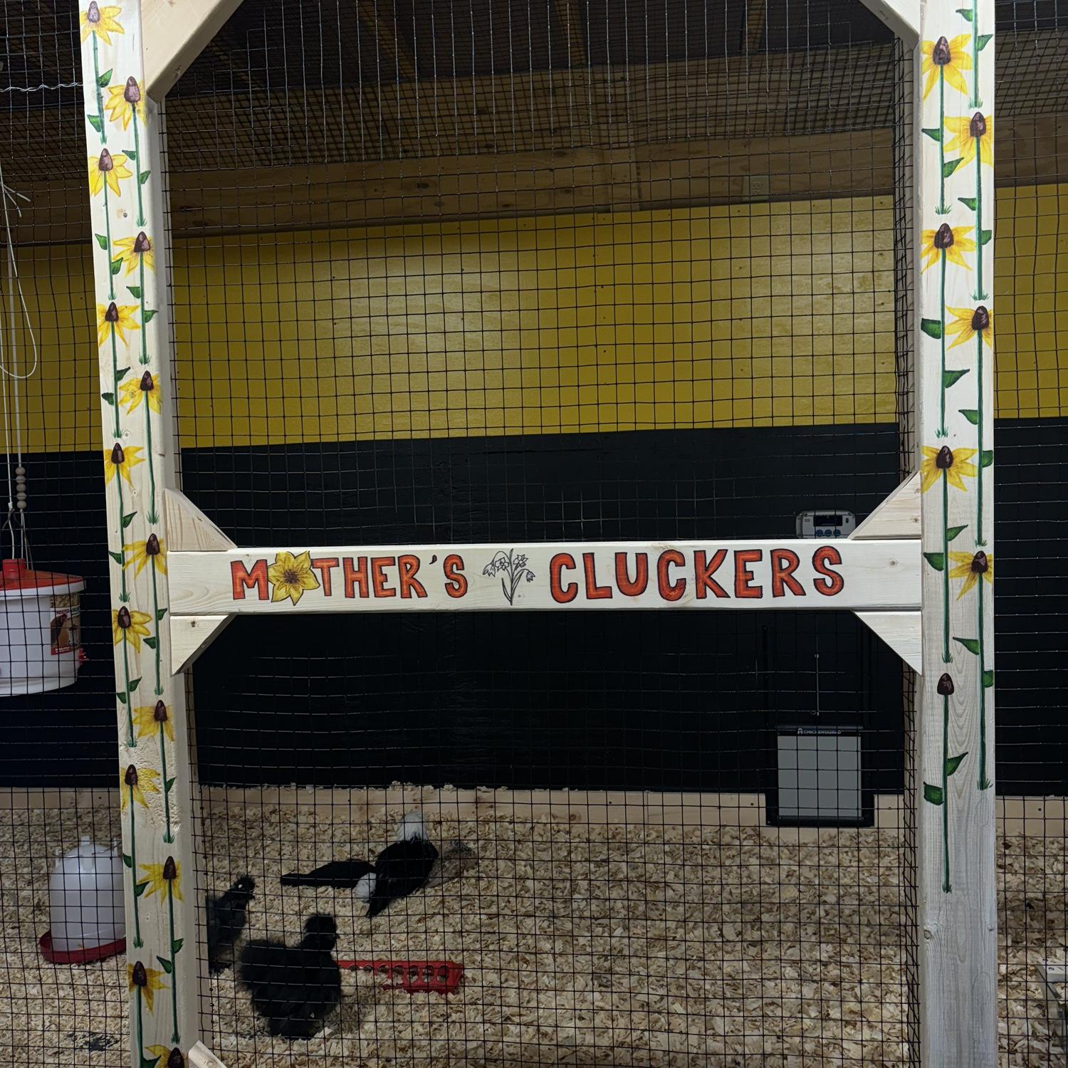 Dylan and family spent most of the summer building Sandra’s dream chicken coup. Hannah’s doodles made the door.