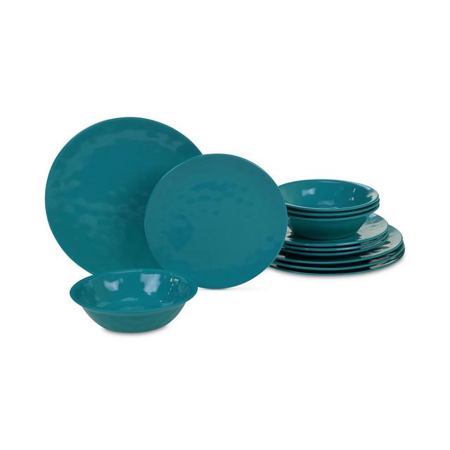 Certified International Teal Melamine 12-Pc. Dinnerware Set, Service for 4