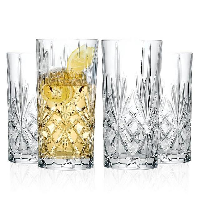 Barski Highball Glass - Drinking Glasses - Set of 4 - Hiball Tumblers - Glass Crystal Tumbler - for Water, Juice, Beer, Mixed Cocktails, Mojito Glass, Tom Collins Bar Glassware, 12 oz, Made in Europe