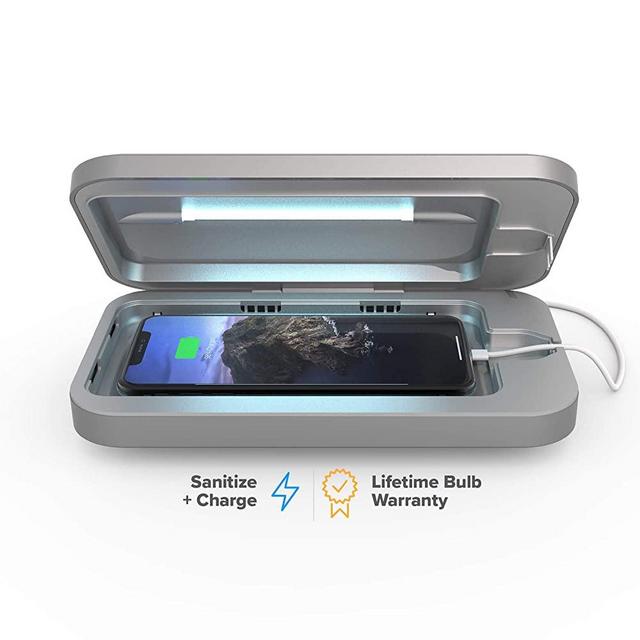 PhoneSoap 3 UV Smartphone Sanitizer & Universal Charger | Patented & Clinically Proven UV Light Disinfector | (Silver)