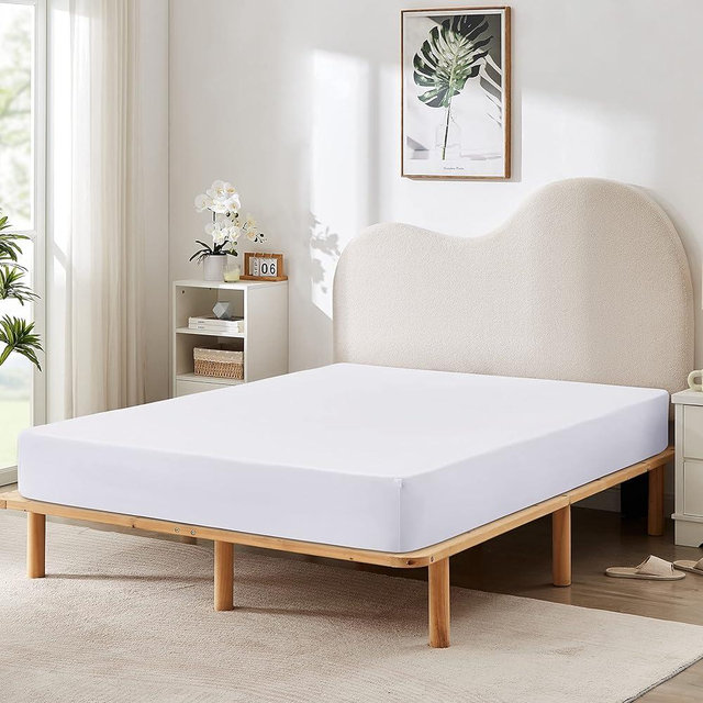 HBHLFZ Twin Fitted Sheet Only, Soft Breathable Bottom Sheet - 39"x75" Deep Pockets Twin Size Fitted Sheet - All Around Stretch Fit, Wrinkle Resistant, Colorfast - Easy Care, White