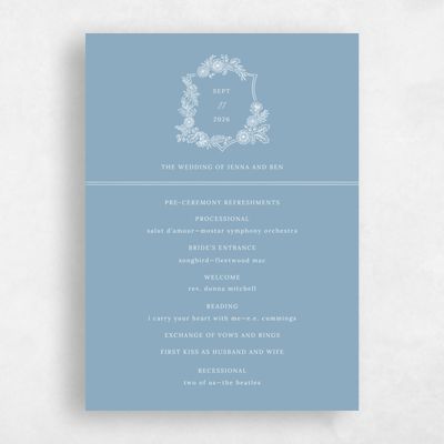 Dusty Blue Wedding Program - Lilah