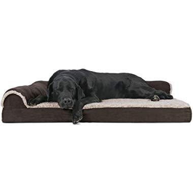 FurHaven Pet Dog Bed | Deluxe L-Shaped Chaise Lounge Pet Bed for Dogs & Cats - Available in Multiple Colors & Styles