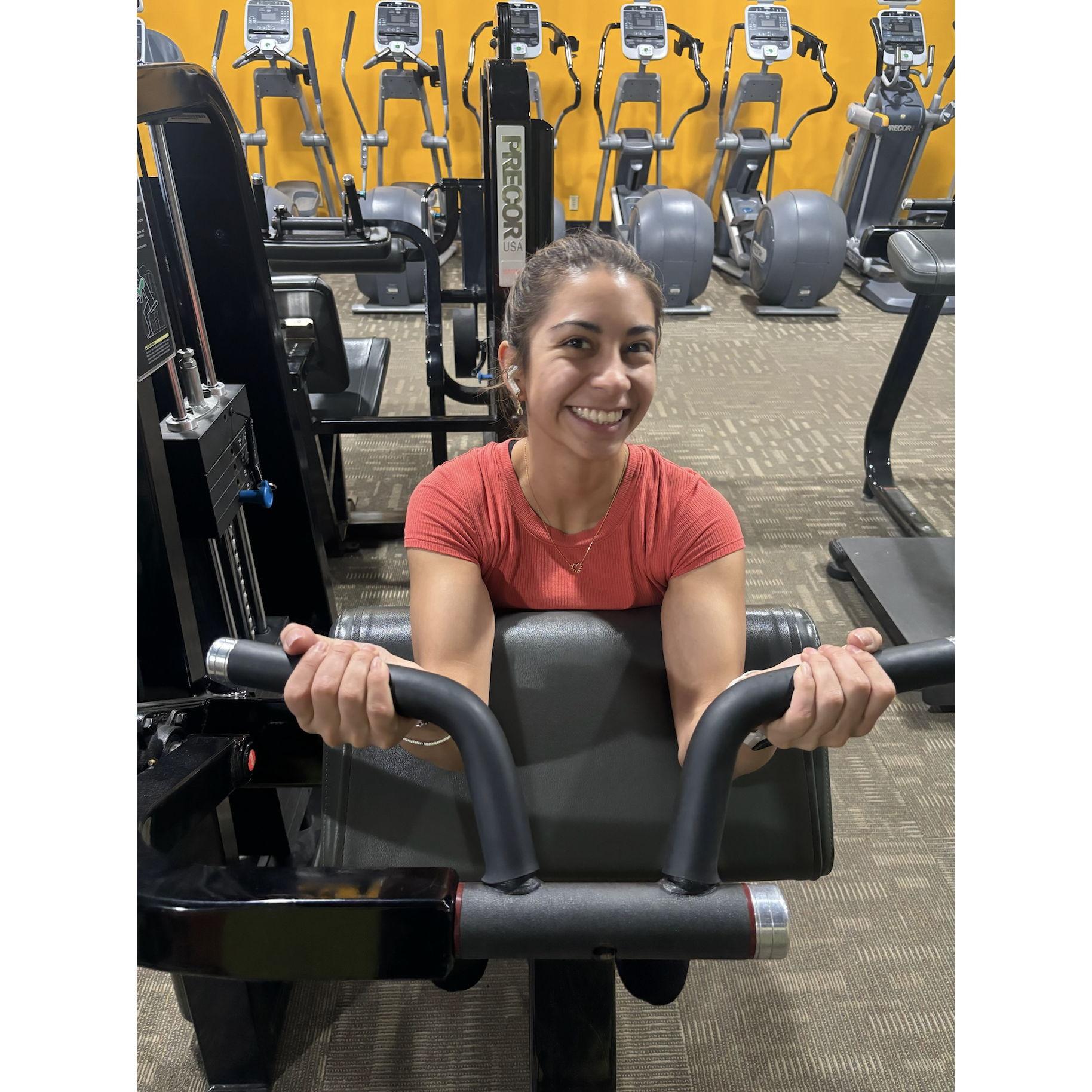 Staying active, we both love to exercise.