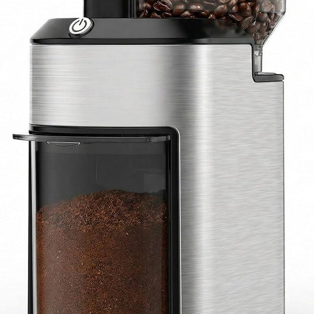 LOSRSWA Burr Coffee Grinder, Stainless Steel, 25 Grind Settings, Anti-static, 1-10 Cup Capacity For Espresso, French Press & Drip Coffee AB-L0866 (Black)