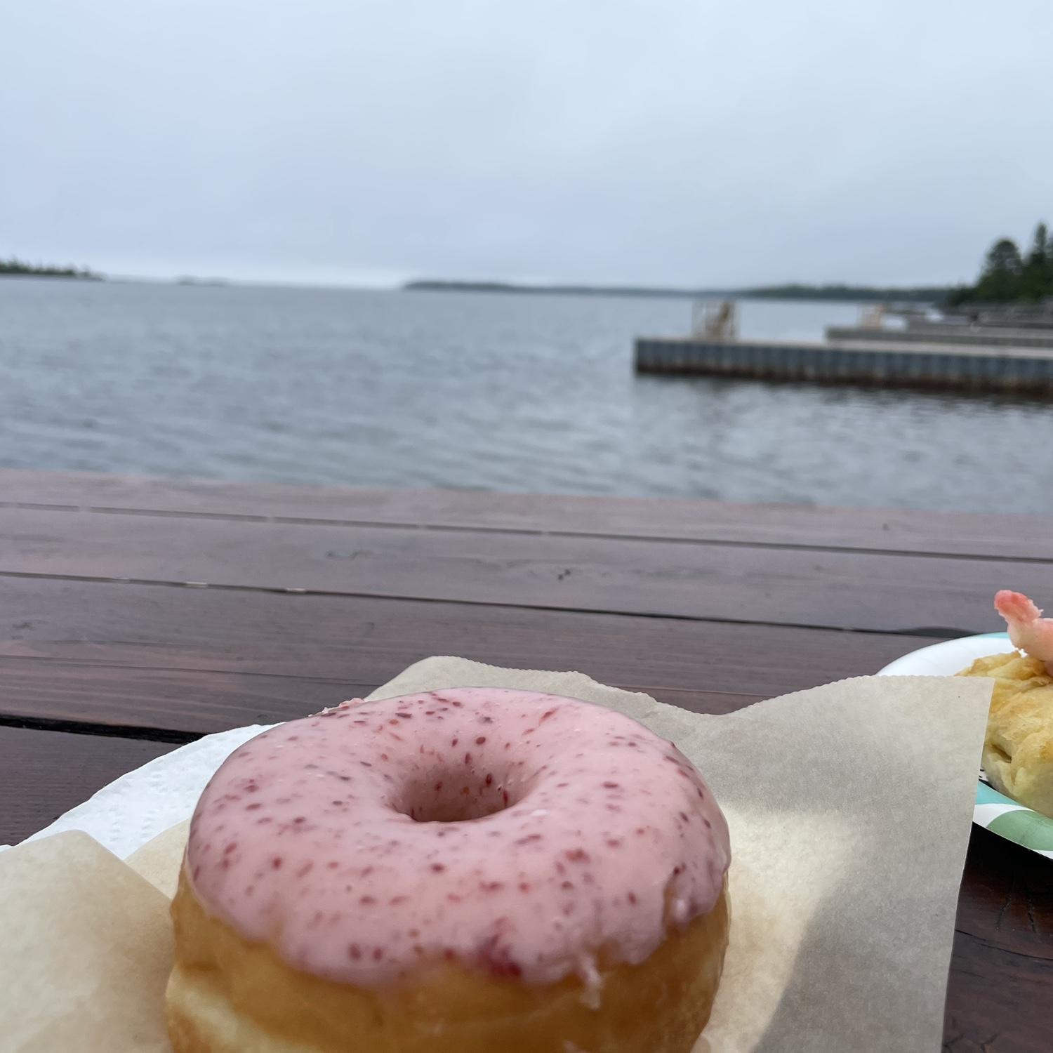 Catch us eating at Jamsen’s Bakery (aka the fish market) in Copper Harbor probably every morning while we are here.