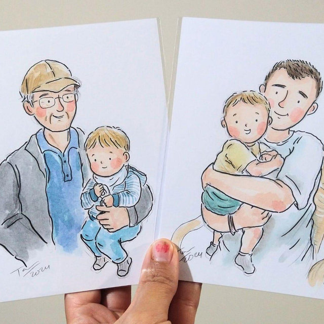 UNFRAMED - NO BACKGROUND Custom Family Portrait - Watercolour Illustration