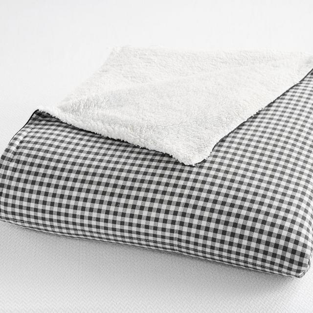 Gingham Sherpa Blanket, Full/Queen, Black