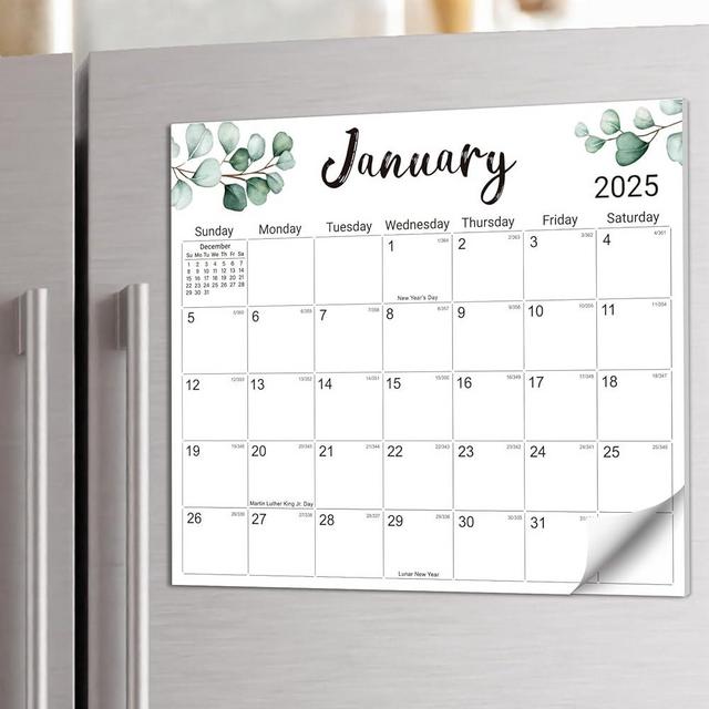 Aesthetic 2025 Magnetic Calendar for Refrigerator, Fridge Calendar Magnet Runs Until June 2026, 21 Monthly Refrigerator Calendar with Greenery Design for Easy Organizing, 2025 New Edition