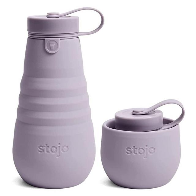 STOJO Collapsible Water Bottle – Lilac Purple, 20oz / 592ml - Leak-Proof Reusable Silicone Travel Cup for Hot & Cold Drinks - Microwave & Dishwasher Safe - AS SEEN ON TODAY SHOW