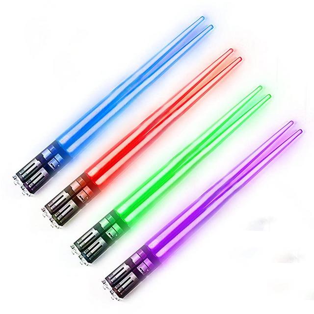 LightSaber Chopsticks Light Up Saber Led (4 Pairs, Red Blue Green Purple)