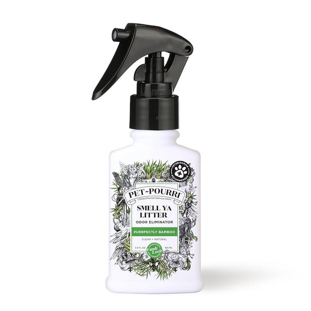 Poo-Pourri Purrfectly Bamboo 3.4oz Cat & Home Deodorizer Spray – Cat & Dog Odor Remover – Plant Based Ingredients – Vet Recommended – Great for Air, Carpet, Litter Box, Pee, Urine & Strong Pet Odors