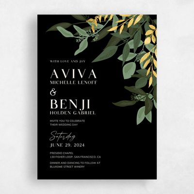 Black Wedding Invitation - Summerlin Corner Foil