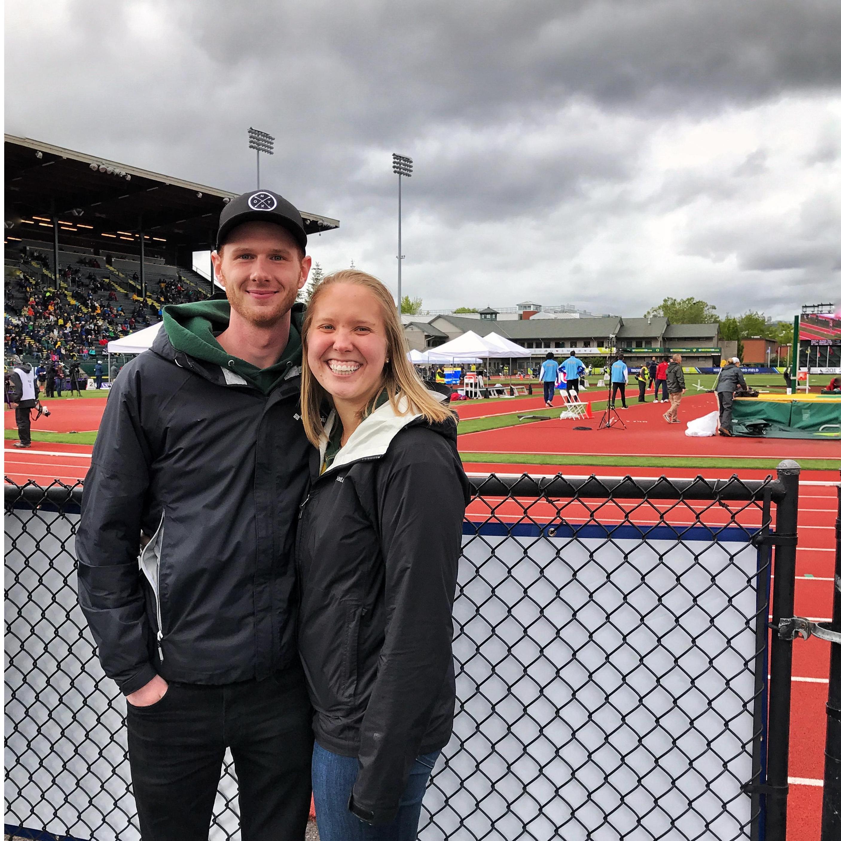 1 month into dating... Pac 12 track and field championships at Hayward field