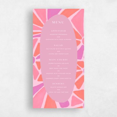 Flamingo, Pink Wedding Menu - Barcelona