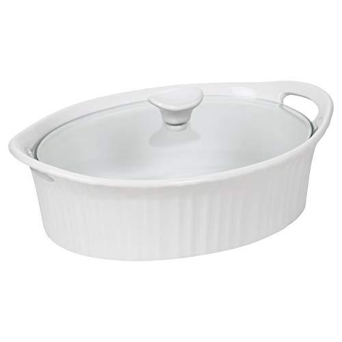 Corningware 1105935 French White III Oval Casserole with Glass Cover, 2.5-Quart
