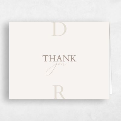 Beige Monogram Wedding Thank You - Damon Landscape