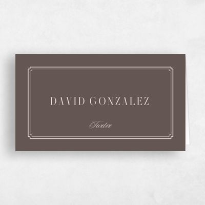Dark Taupe, Brown Wedding Place Card - Cillian