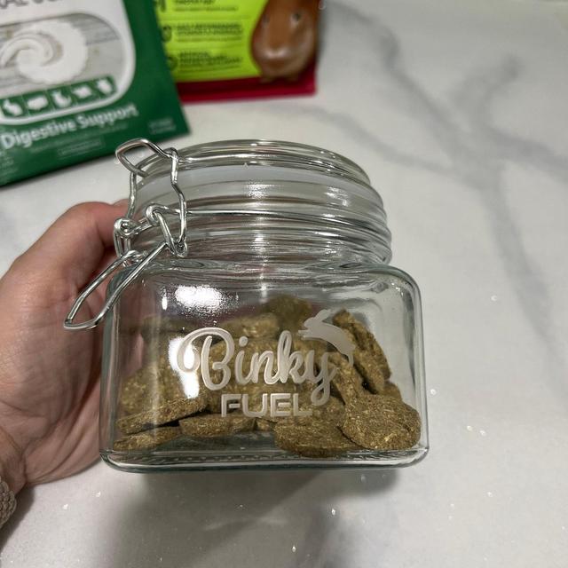 Rabbit Treat Personalized Small Square Glass Jar with Air Tight Lock Lid