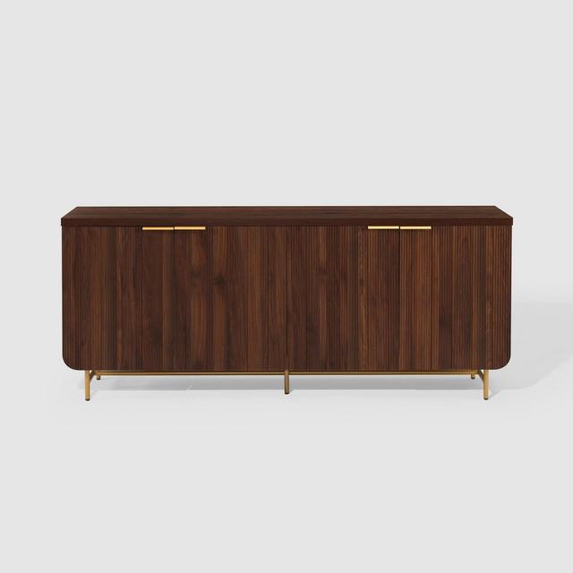 Modern 4 Door Reeded Sideboard Dark Walnut/Old Gold - Saracina Home