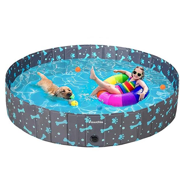 PAWCHIE Foldable Dog Swimming Pool - Portable Collapsible PVC Pet Bathing Tub for Large Dogs Cats Kids