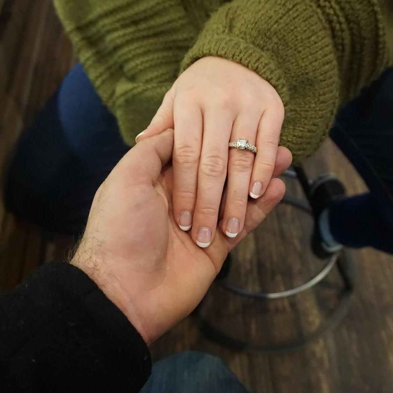 The most perfect ring photo Cade took after the proposal. The ring is extra special, it was his great grandmother Newell's ring.