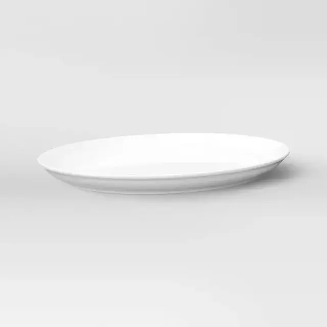 18" x 14" Porcelain Oval Serving Platter White - Threshold™