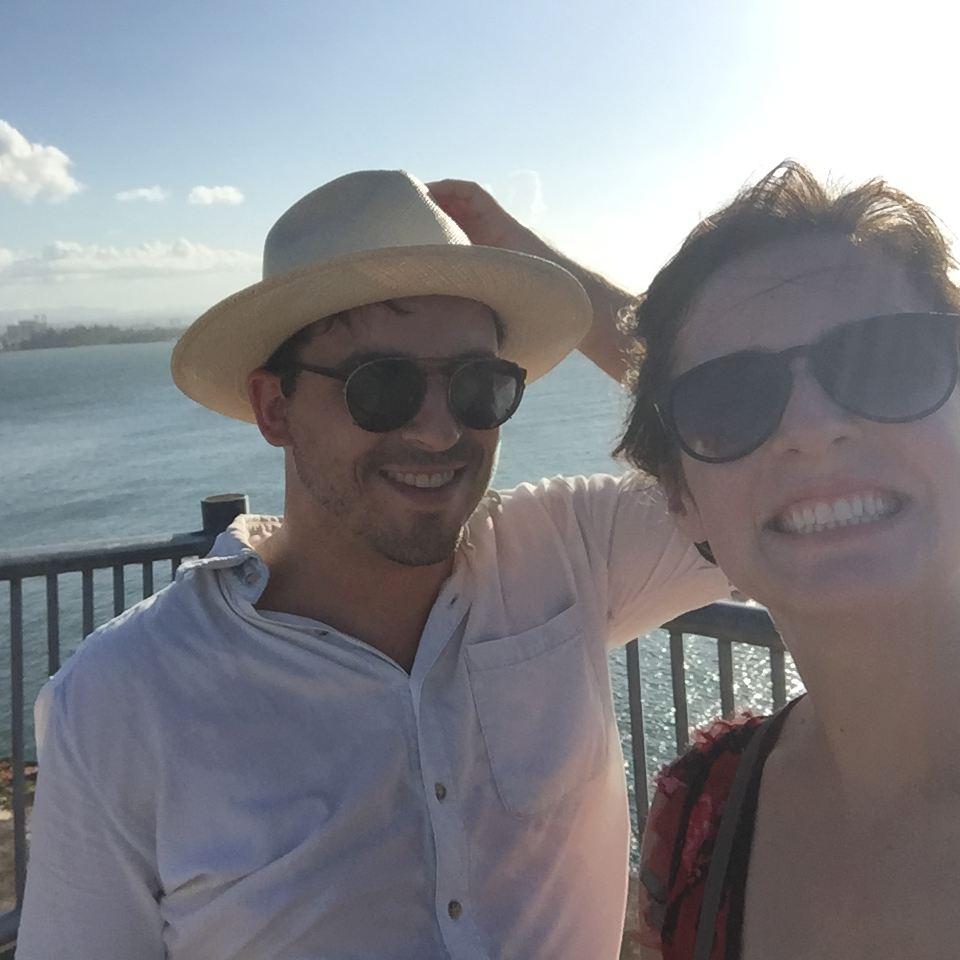 we went to puerto rico together aug 2016 and decided to live together (and maybe get married? later?) on this trip! old san juan atop a FORT is windy & that's why we look like this