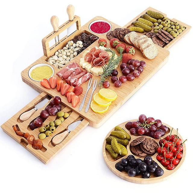 ROCIRLAB Personalized Charcuterie Boards (30"×13"×1.4") and Knife Set, Large Cheese Boards Charcuterie Boards For Housewarming, Wedding, Thanksgiving, Anniversary, Christmas Gift for Women