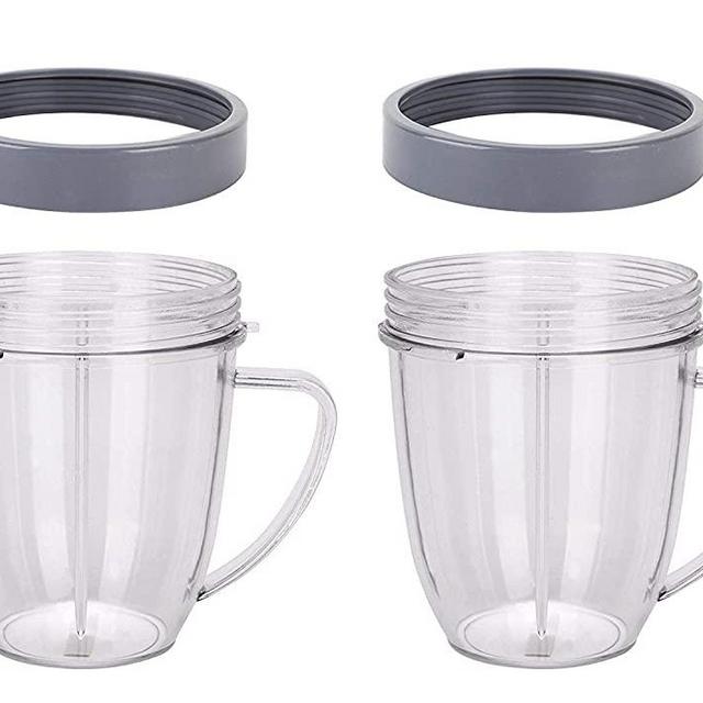 NutriBullet Replacement for Nutribullet Cups 18oz with Comfort Handel and Screw off Lip Ring, Fits Nutribullet 600W 900W Blenders(Pack of 2)