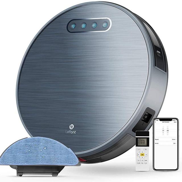 Lefant Robot Vacuum and Mop(Slim),Self-Charging Auto Robotic Vacuum Cleaner,2200Pa Powerful Suction,180min Runtime,Works with Alexa/Wi-Fi/APP,for Pet Hair,Hard Floor,Low Pile Carpet (M571)