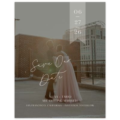 White Geometric Wedding Digital Save the Date - Raven Photo