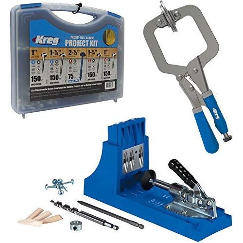 Kreg Jig K4 Pocket Hole System with Pocket-Hole Screw in 5 Sizes and Face Clamp