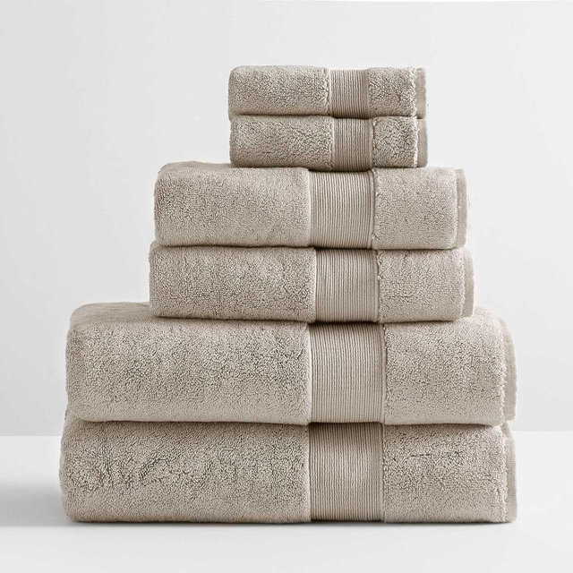 Classic Organic Washcloth Hand and Bath Towel, Simply Taupe, Set of 6