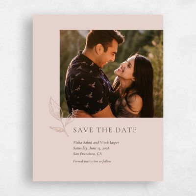 Blush, Pink Wedding Save the Date - Cardinell Portrait