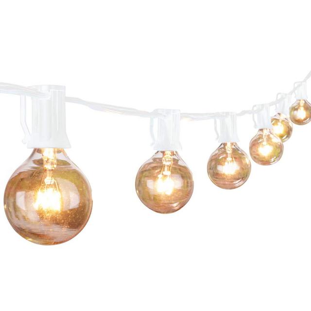G40 String Lights with 25 Globe Bulbs-UL Listed for Indoor/Outdoor Commercial Decor, Wedding Lights, Patio Lights, Outdoor String Lights, Globe Lights, Backyard Lights, 25Ft White Wire
