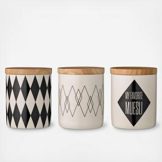 Cream & Black 3-Piece Jar Set