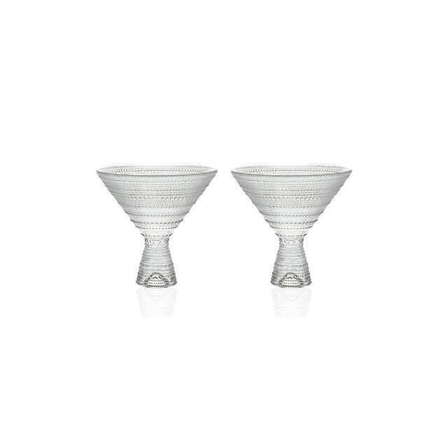 Clear Hobnail Martini Glasses - Embossed Martini Glasses 2 Piece Set - 9oz