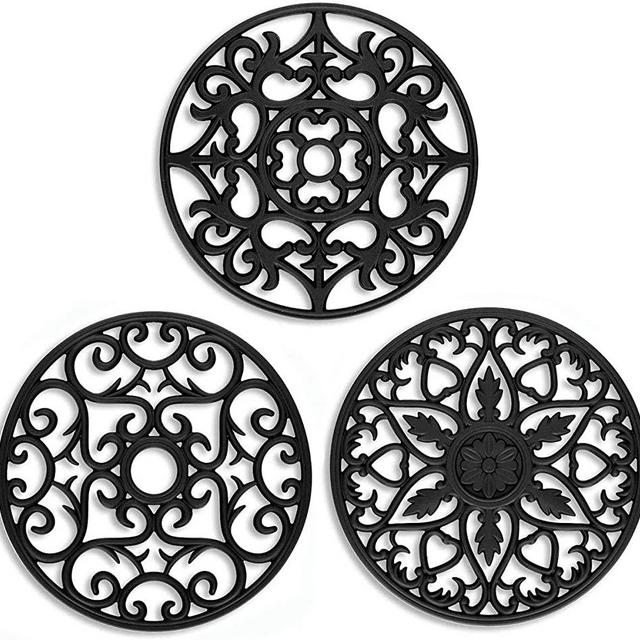 3 Set Silicone Trivet Mat, Hot Pot Holder Hot Plate to Protect Table, Insulated Flexible Durable Non Slip Coasters, Intricate Carved Silicone Mat, Heat Resistant Modern Kitchen Hot Pads,Table Pad