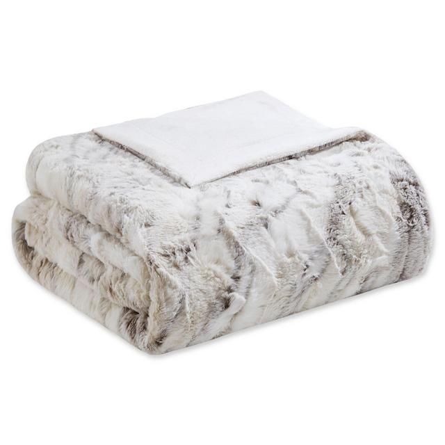 Madison Park Sachi Oversized Faux Fur Throw Blanket in Natural