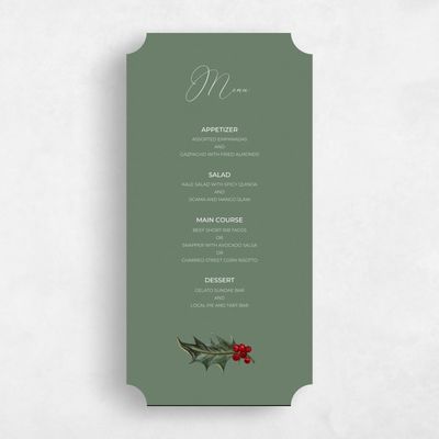 Green Ticket Wedding Menu - Belvoir